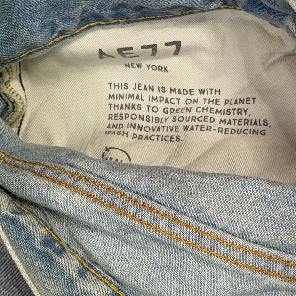 American Eagle Super High Stovepipe Wide Leg Jeans Women 12 Blue Denim Stretch - Picture 8 of 9